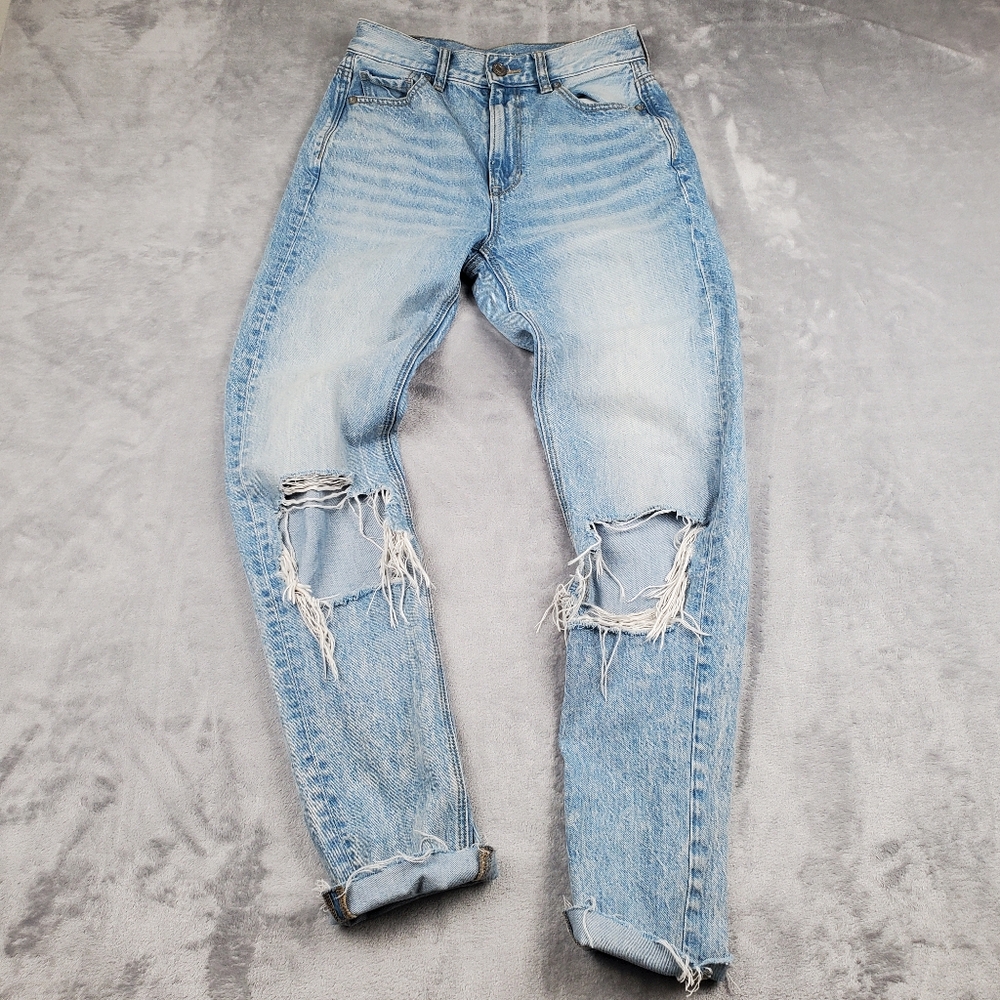 American Eagle Jeans Womens 0 X-Long High Rise Mom Distressed Denim 90s Style